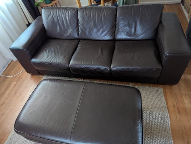 Second-hand 3 Seater Couch with Ottoman