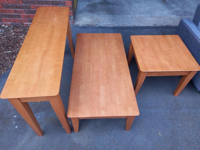 Second-hand Set of 3 Tables - Hall Table, Coffee Table and Side Table