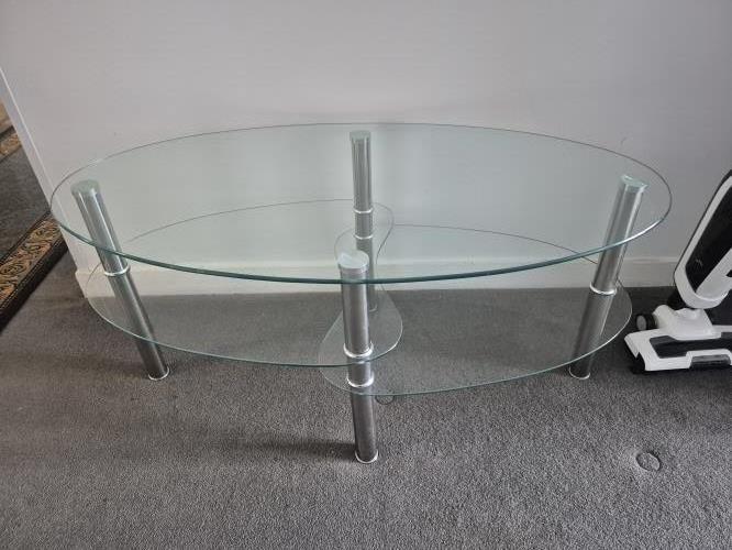 Second-hand Glass, tiered coffee table