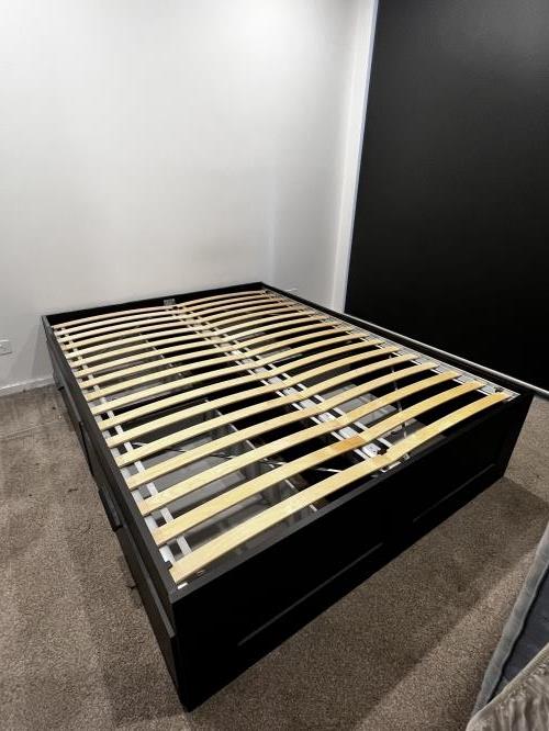 Second-hand IKEA BRIMNES Queen Bed Frame with 4 Storage Drawers