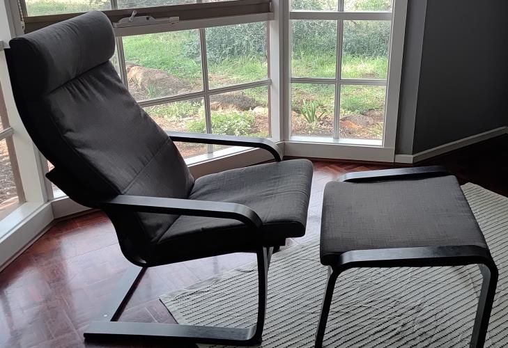 Second-hand IKEA POANG Armchair with Foot Stool - Photo 2)