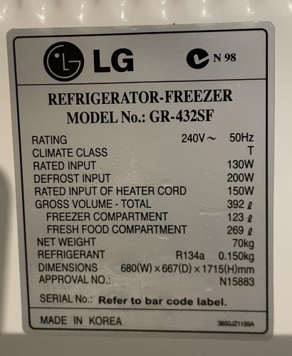 Second-hand LG 392L Top Mount Fridge - Photo 3)