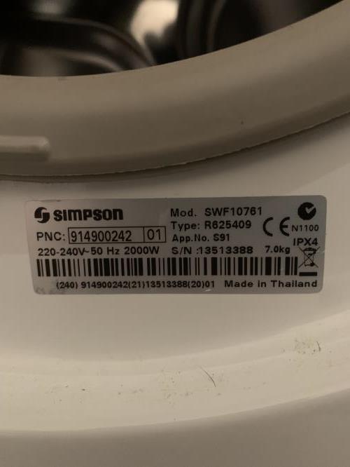 Second-hand Simpson 7kg Front Load Washing Machine - Photo 4)