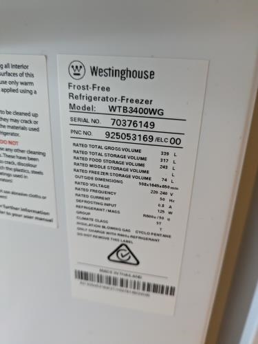 Second-hand Westinghouse 339L Top Mount Fridge - Photo 4)