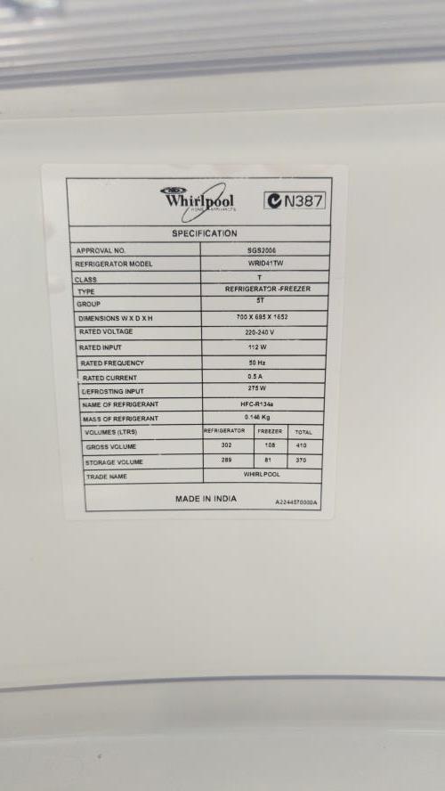 Second-hand Whirlpool 410L Top Mount Fridge - Photo 4)