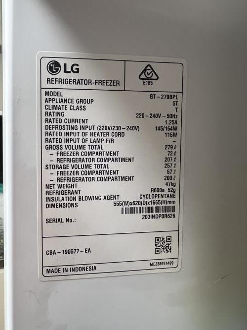 Second-hand LG 279L Top Mount Fridge - Photo 4)