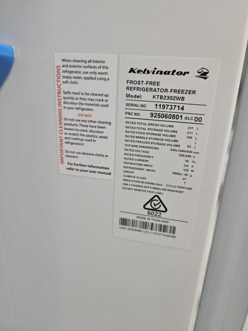 Second-hand Kelvinator 231L Top Mount Fridge - Photo 4)