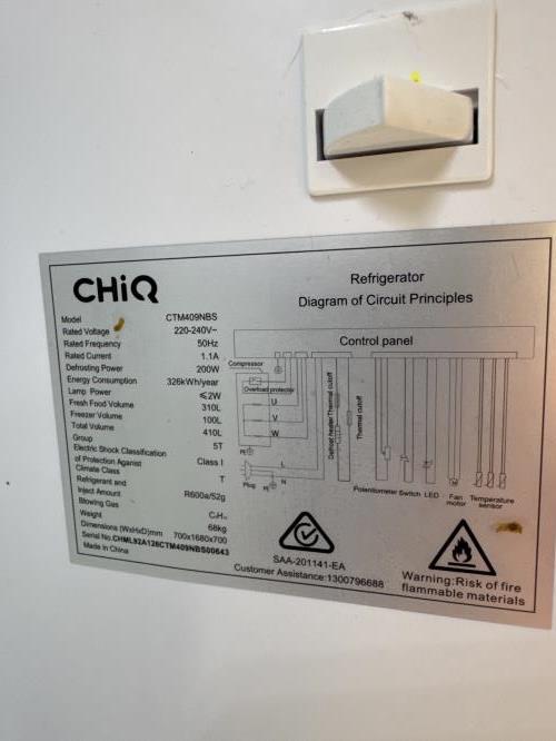 Second-hand Chiq 410L Top Mount Fridge - Photo 5)