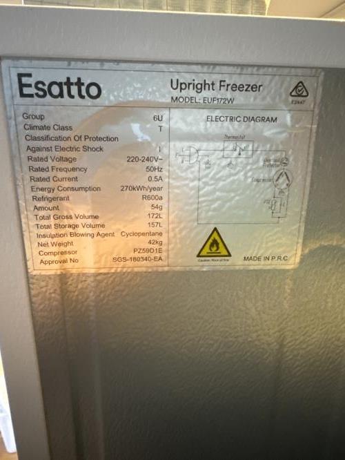 Second-hand Esatto 172L Upright Freezer - Photo 6)