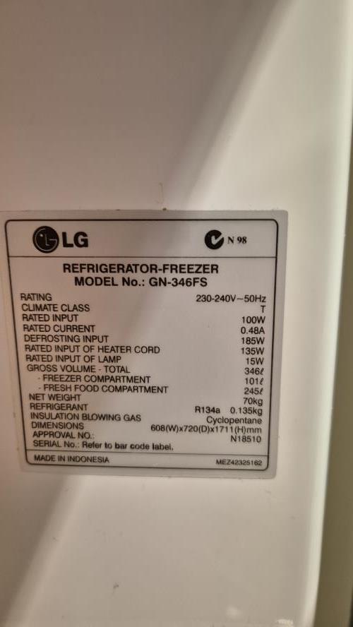 Second-hand LG 346L Top Mount Fridge - Photo 6)