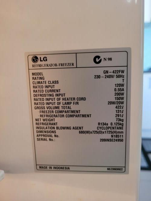Second-hand LG 422L Top Mount Fridge - Photo 6)