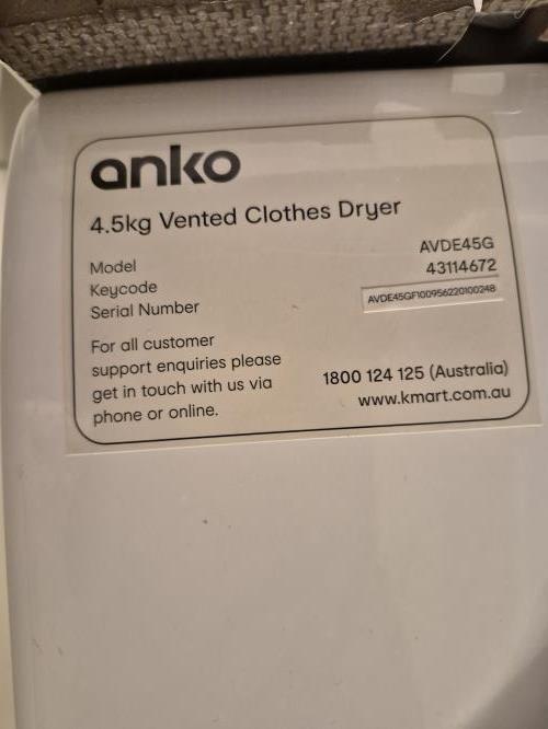 Second-hand Anko 4.5kg Dryer - Photo 8)